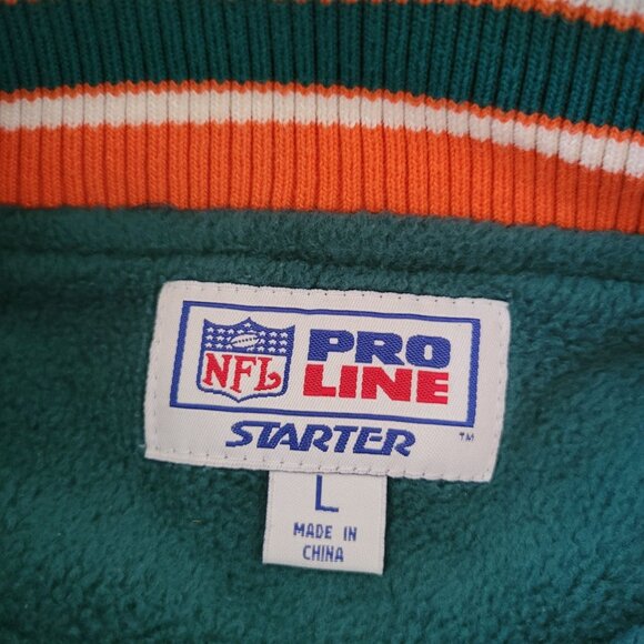 Starter Miami Dolphins NFL Pro Line Fleece Pullover Jacket L Half Zip Embroidere - Picture 3 of 10